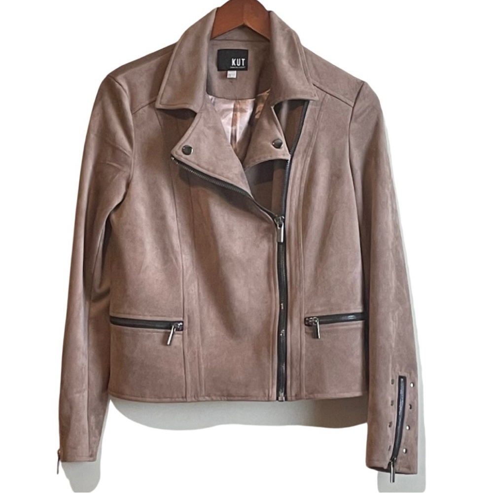 NWOT Kut From The Kloth Faux Suede Drape Moto Jacket Sz S - Picture 2 of 6